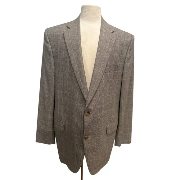 Cremieux Collection 46L Wool Blazer Loro Piana Fabric Windowpane Plaid Canada